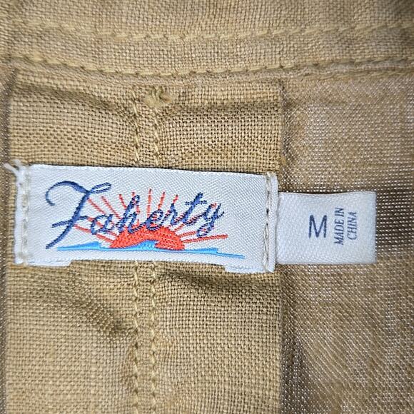 Faherty Laguna Sleeveless Shirtdress Linen Dull Gold (Tan) Medium - Picture 3 of 8